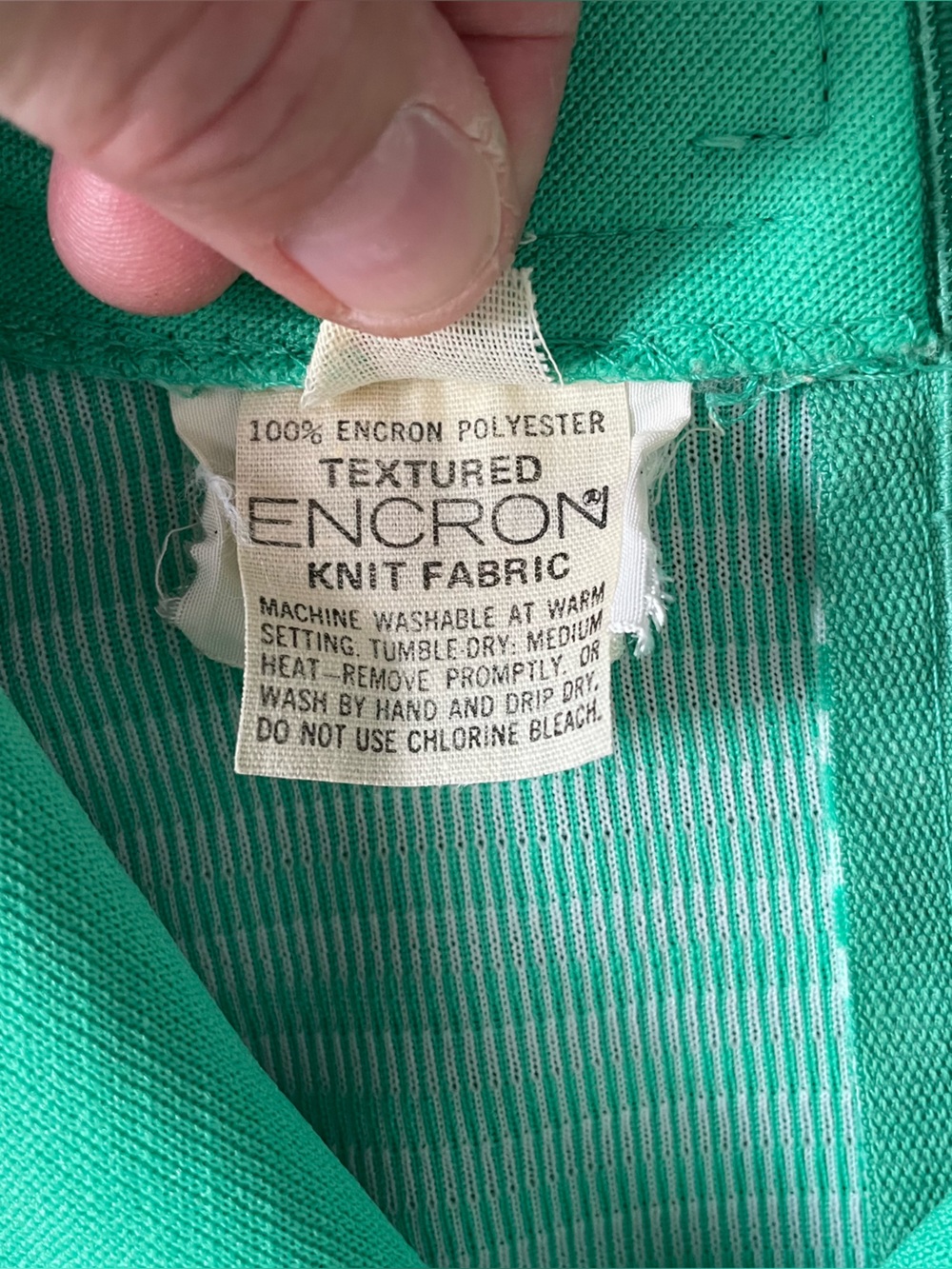 Vintage 70s Marty Gutmacher Knit Pantsuit Green White Lounge Disco Retro M? - Picture 5 of 16
